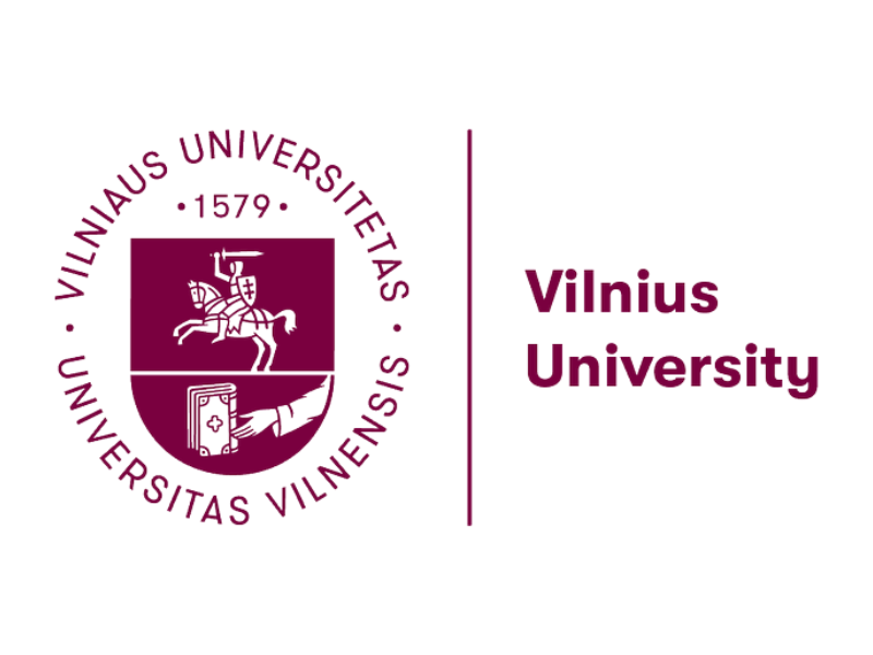 Logotype of Vilnius University. Says Vilnius University. On the left there is an emblem of the university: a horseman and a book. Link leads to Vilnius University webpage. 